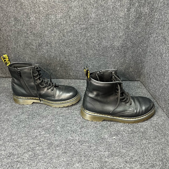 Dr. Martens Youth 1460J Combat Boots Black Leather Lace Up Side Zip Size 3 US - Picture 6 of 10